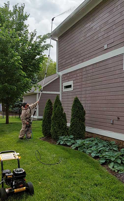 Soft Washing House Siding in Carmel Indiana